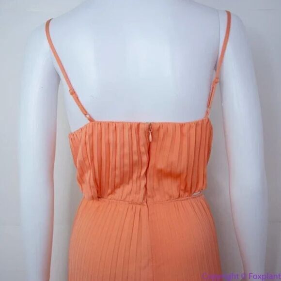 NEW EXPRESS metallic cutout pleated‎ maxi dress in coral , women's size L - Picture 14 of 16